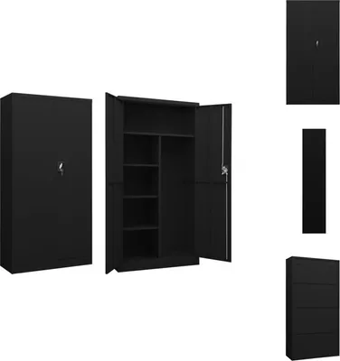 Zdjęcie produktu dla vidaXL Szafka na dokumenty czarna 90x40x180 cm stal - Szafki na dokumenty