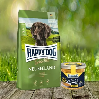 Produktbild von Happy Dog Supreme Sensible Neuseeland 12,5 kg + Happy Dog Snack Drink mit Hähnchenfleisch *geschenkt*