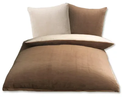 Wendbares Bettwäsche-Set, Kaschmir-Feeling, taupe/wollweiß, 135x200 cm