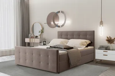 Zdjęcie produktu dla Łóżko kontynentalne AMOR z materacem 140x200 tkanina Soro ciemnobeżowy