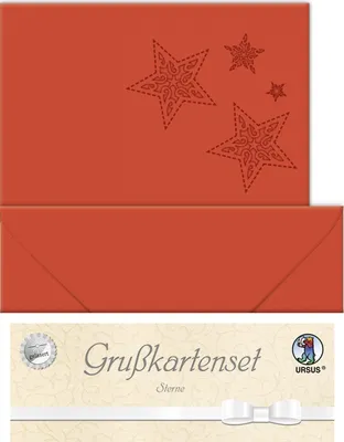 Produktbild von Doppelkarte A6 gelasert + Kuvert VE=5 Sets Sterne rubinrot
