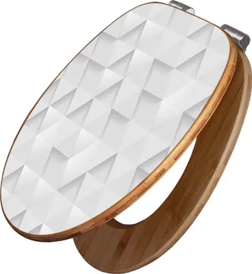 Produktbild von banjado Design WC Sitz Bambus Absenkautomatik -Weisse Dreiecke - Toilettendeckel mit Absenkautomatik Holz/hochwertiger Bambus Klodeckel/WC-Sitz für alle gängigen Toiletten [TDB2 12495]