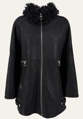 Produktbild von Shearling Jacke aus Lammfell mit stilvollem Curly-Kragen - Größe: L