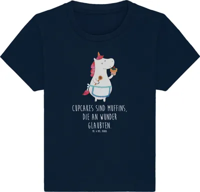 Produktbild von Mr. & Mrs. Panda  T-Shirt Einhorn Küche 24. - 36. Monat - French Navy - Geschenk, Babyshirt, Unicorn, Torte, Kuchen, Einhörner, Koch, Kinder Oberteil, Baby Top, Shirt