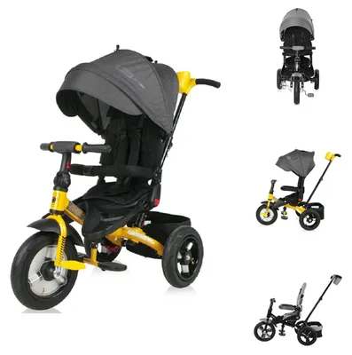 Produktbild von Lorelli Tricycle Jaguar 4 in 1 Gummireifen, Sitz drehbar, Stange, verstellbarschwarz