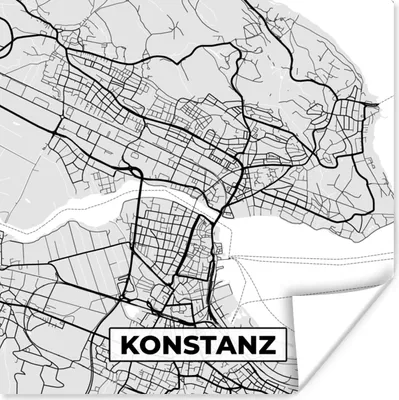 Produktbild von MuchoWow® Poster Deutschland - Karte - Kostanz - Karte - Stadtplan 50x50 cm - Wohnzimmerdekoration