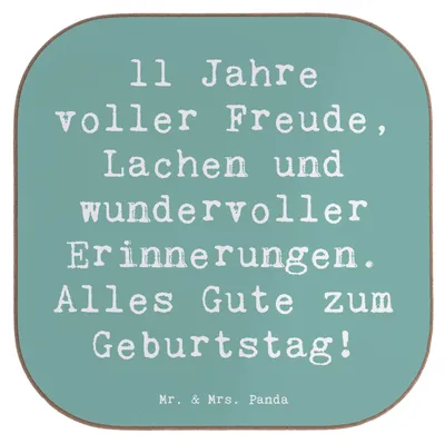 Produktbild von Mr. & Mrs. Panda Untersetzer für Gläser Spruch 11. Geburtstag - Meeresbrise - Geschenk, Alter, Tassen, Tischuntersetzer, Feiern, Lachen, Geburtstagskind, bieruntersetzer