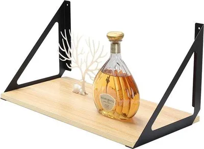 Produktbild von Famanu Wandregalhalter 20 cm schwarz - Industrielle Wandmontage - Set von 2