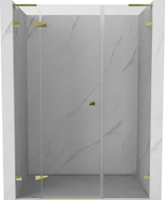 Image de Mexen Lunar L Pare-douche, charnières à gauche, 160 cm, transparent, or - 834SL-160-050-50-00-L