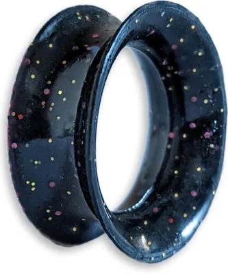Produktbild von viva adorno 1 Stück 16mm Tube Flesh Tunnel Plug Silikon Ohr Piercing Glitter Glitzer Opal schimmernd flexibel Größe Z108g Schwarz