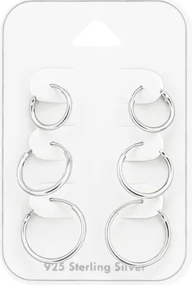 Produktbild von Kleine Creolen Set Silber 925: 3 Paar Ohrringe 10, 12 & 14 mm