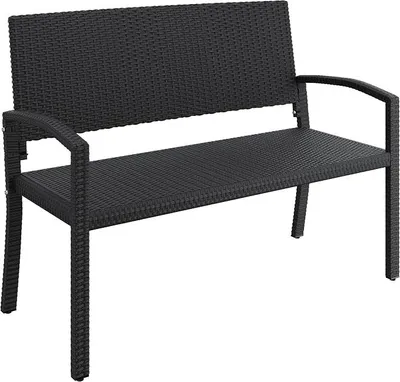 Produktbild von Gartenbank Polyrattan 2-Sitzer Wetterfest 121,5×62×89 cm, Schwarz | Sitzbank Rattan Gartenmöbel Bank Parkbank Terrassenbank mit Rückenlehne & Armlehnen für Outdoor Garten Balkon Terrasse