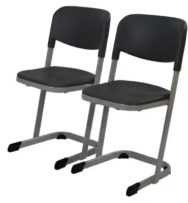 Zdjęcie produktu dla Zestaw szkolny nowoczesny, ergonomiczny: biurko szkolne, czarne krzesło dwuosobowe