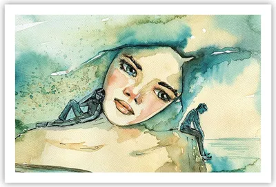 Produktbild von Poster - Poster ohne Rahmen - Aquarell Frau Emotionen - 91,5x61 cm - Wand Bild - Wanddeko - Wandbilder - Kunstposter - Wandposter - Bilder - Kunstdruck - Wanddekoration - Wandbild - P2XAA91x61-4858