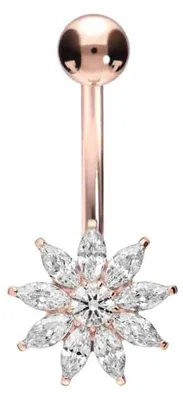 Produktbild von Bauchnabelpiercing Titan Bananabell mit Innengewinde KRISTALLBLUME