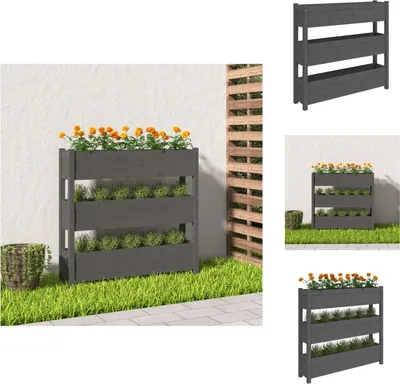 Obrázek produktu pro vidaXL květináč šedý 112x25x104,5 cm z masivního borovicového dřeva - Květináče a květináče