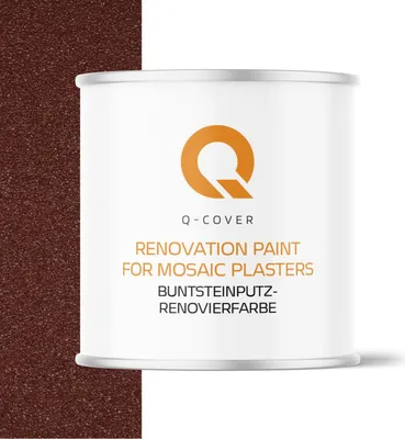 Produktbild von Q-COVER BUNTSTEINPUTZ-RENOVIERFARBE Rotbraun RAL 8012 2,5L – UV- & Witterungsschutz, wasserabweisend, für Innen & Außen