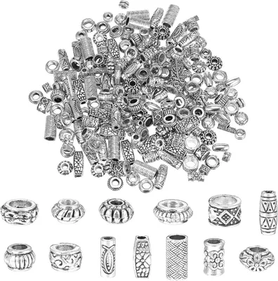 Imagen del producto de Cuentas espaciadoras de metal plateado, 200 unidades, para joyería artesanal y manualidades