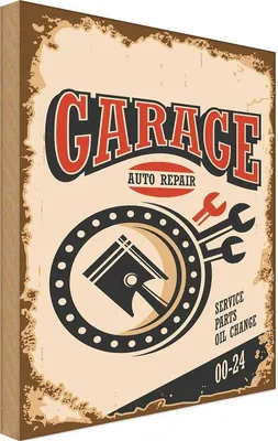 Produktbild von vianmo Holzschild 40x30 cm Garage auto repair service 00-24 Werkstatt