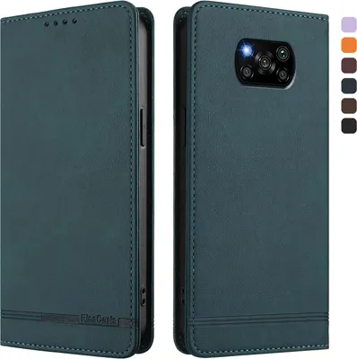 Obrázek produktu pro Pouzdro pro Xiaomi Poco X3/Poco X3 NFC/Poco X3 Pro, retroPolyuretankožené flip pouzdro s stojánkem a přihrádkami na karty Zelený