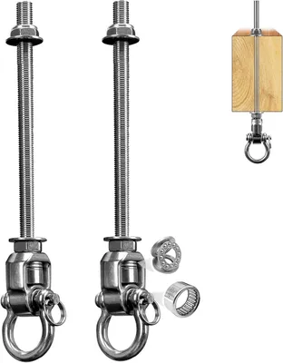 Image de Deux crochets pour balançoire, en acier inoxydable M10, pivotants à 360 degrés, pour poutres en bois