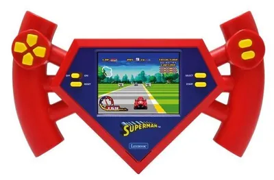 Produktbild von Superman Cyber Arcade Motion Tragbare Konsole mit Gestensteuerung. 2,8-Zoll-Farb-LCD-Bildschirm und 50 Spiele inklusive.