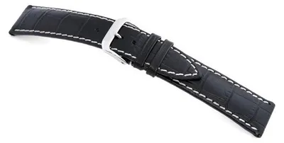 Produktbild von Happel Lederband Tupelo 19mm schwarz mit Alligatorprägung