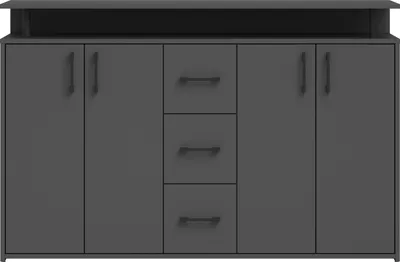 Produktbild von Highboard DRIFT Anthrazit mit 4 Türen, 3 Schubkästen (Kugelauszüge) und 2 Einlegeböden