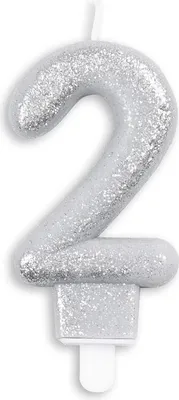 Produktbild von Glitzer Zahlenkerze in Silber 2