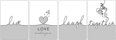 Produktbild von Poster Set Liebe 4er Kunstdruck A4 Wandbild Bild Spruch Deko Geschenk