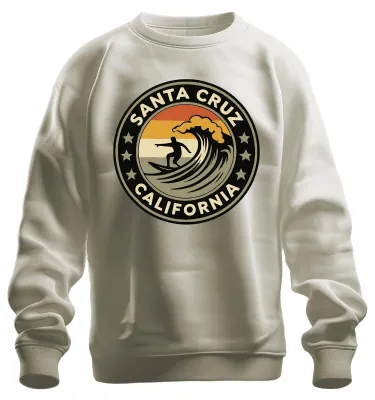Obrázok produktu pre Santa Cruz California Surfer Welle Retro Strand Küste Vintage Uni mikina, Natur, 3XL