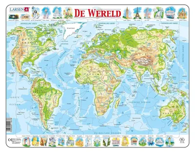 Image de Puzzle Larsen Carte du monde - Géographique, 80 pièces.