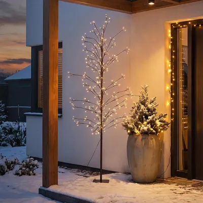 Immagine prodotto di ECD Germany, albero decorativo luminoso da esterno a LED, altezza 180 cm. Decorazione natalizia illuminata in metallo, albero di Natale da interno/esterno, 1170 LED, luce bianca calda, illuminazione natalizia