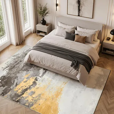 Niedrigflor-Teppich, rutschfest, 200x280 cm, grau, maschinenwaschbar