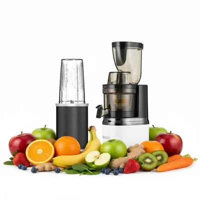 Zdjęcie produktu dla Wyciskarka wolnoobrotowa 4Swiss BM202 white + blender NB102