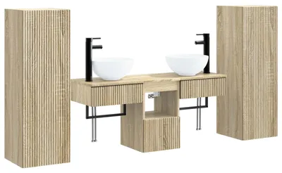 Obrázek produktu pro vidaXL Sada koupelnových nábytkových prvků, 5 kusů, Imitace Sonoma, rozměry 33 x 34,5 x 100 cm