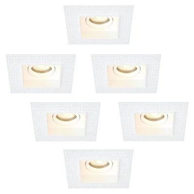 Image de Ledvion lot de 6 spot encastrable LED carre blanc douille GU10 blanc chaud