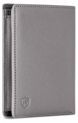 Produktbild von VON Leder Geldbörse RFID Schutz I Echtleder Geldbeutel für Damen & Herren I Portemonnaie Brieftasche Wallet Portmonee (Grau)