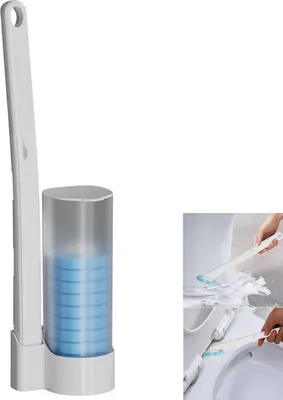 Produktbild von einweg wc-bürste mit schwammkopf, antibakteriell, ergonomischer abs-griff, für toiletten, waschbecken, bad und küche
