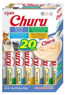Zdjęcie produktu dla Inaba Cat Churu 20x14g (280g) Kremowy Przysmak Dla Kota Pasta Z Tuńczykiem W Czterech Wariantach