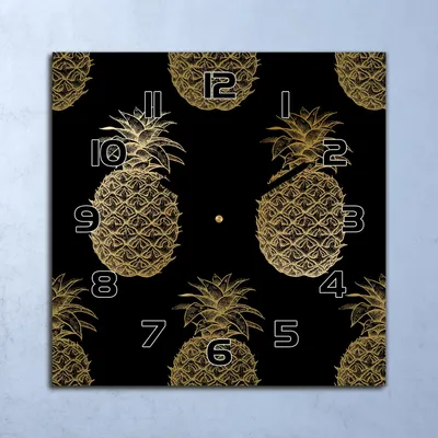 Produktbild von Wanduhr Echt-Glas-Küchenuhr  Ananas Quarz Lautlos 30x30 Deko Bilder
