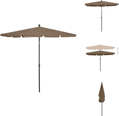 Image de vidaXL Parasol avec mât 210x140 cm Taupe - Parasols & ombrelles