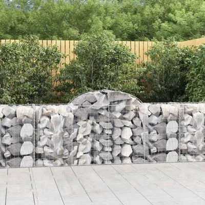 Produktbild von Schanskorb, gewölbt – 100x50x80/100 cm – Verzinktes Eisen – Gabionen-Zaun für den Garten