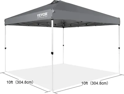 Image de Pavillon Pop-Up, Bâche résistante aux intempéries, Cadre robuste, 10x10ft Gris