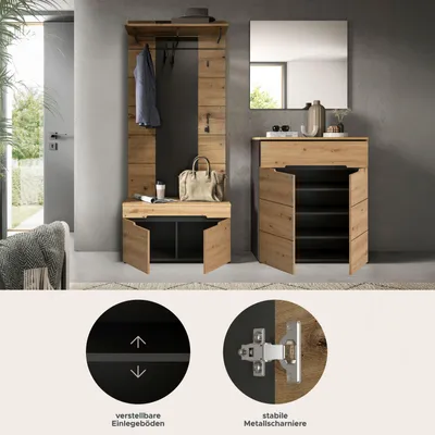 Produktbild von Canu Garderobenmöbel Set C24 Eiche Nachbildung, grau.