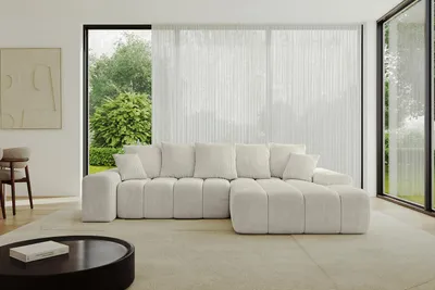 Produktbild von ALTDECOR Ecksofa mit Schlaffunktion und Bettkasten ENSI-L - 267x164x69 cm Cremeweiß - Corner Sofa Bett Eckcouch Couch L-Form Schlafcouch Ausziehbar Wohnlandschaft Schlafsofa Couchsofa