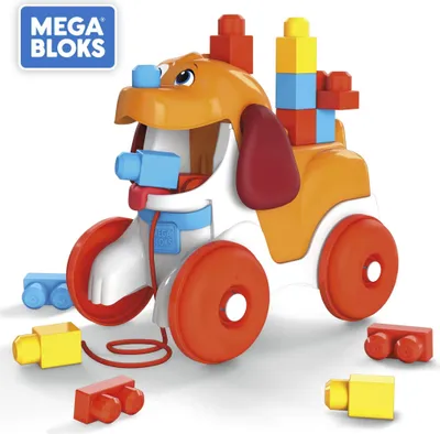 Zdjęcie produktu dla Mega Bloks Szczeniaczek do ciągnięcia, zabawka do ciągnięcia z klockami konstrukcyjnymi