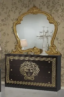 Produktbild von Barock Kommode und Spiegel Vilma in Schwarz / Gold