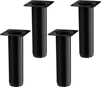 Produktbild von 4 Stück Möbelfüße BRAVO Höhe 150 mm (+ 10 mm) Ø 40 mm schwarz matt höhenverstellbare Schrankfüße aus Stahl belastbar bis 50 kg pro Möbelbein SOTECH