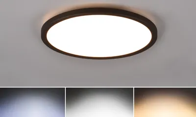 Image de Plafonnier LED rond avec télécommande AUREO noir et blanc 18 W, nuances de blanc, 2200 lm, plastique, dimensions : 29 x 29 x 29 cm, IP20, RL
